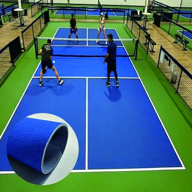 PVC Vinyl Pickleball-banegulvrullemåtte Akryloverflade til indendørs og udendørs Skridsikret vandtæt klæbende installation-